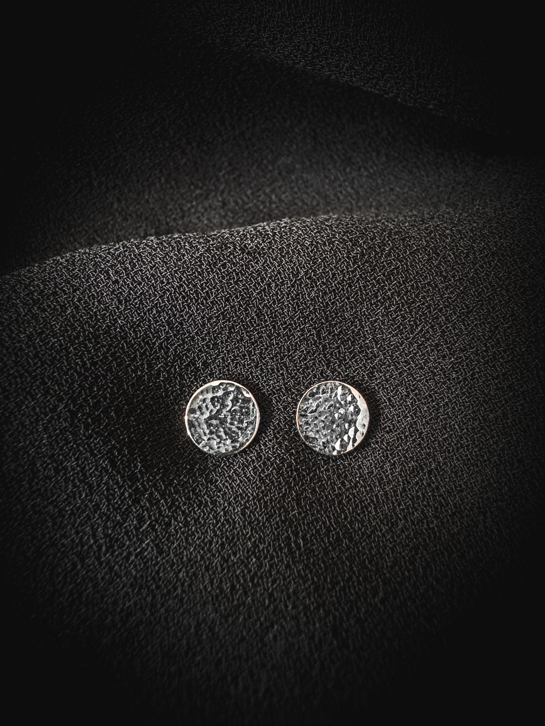 Selene | Hammered Sterling Silver Stud Earrings