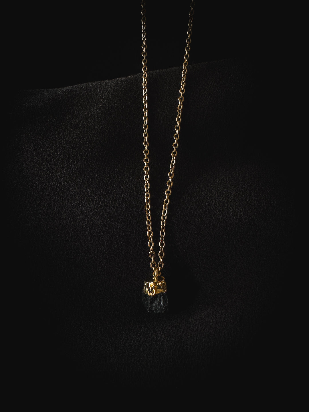 Raw Black Tourmaline Gold Necklace