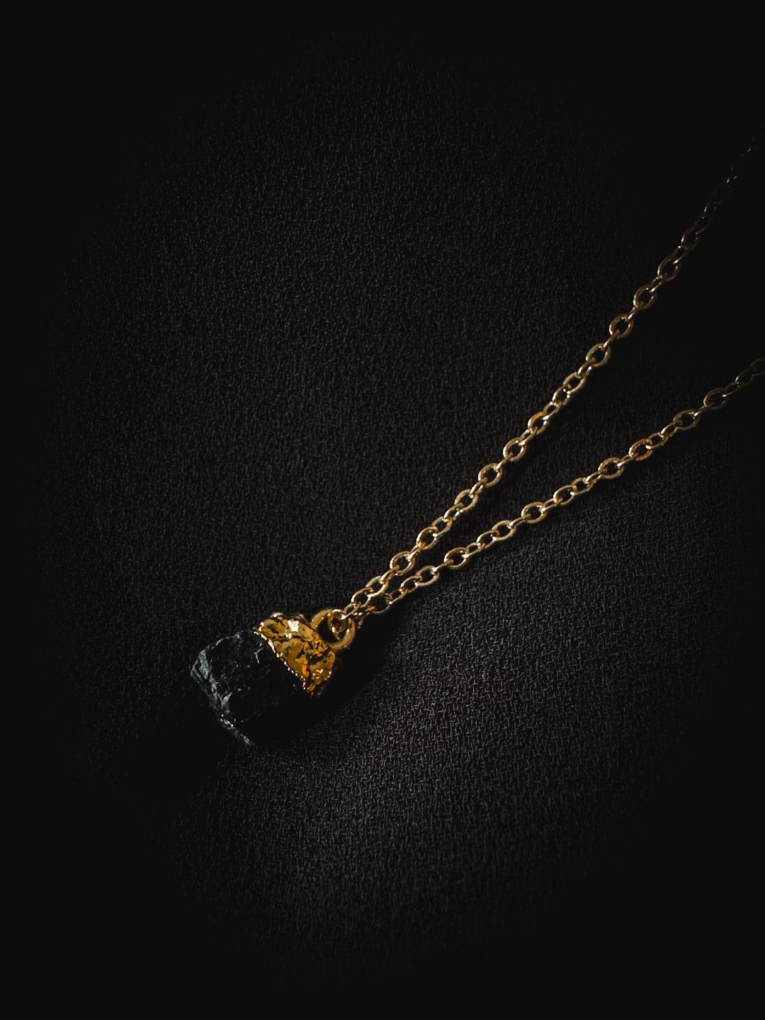 Raw Black Tourmaline Gold Necklace