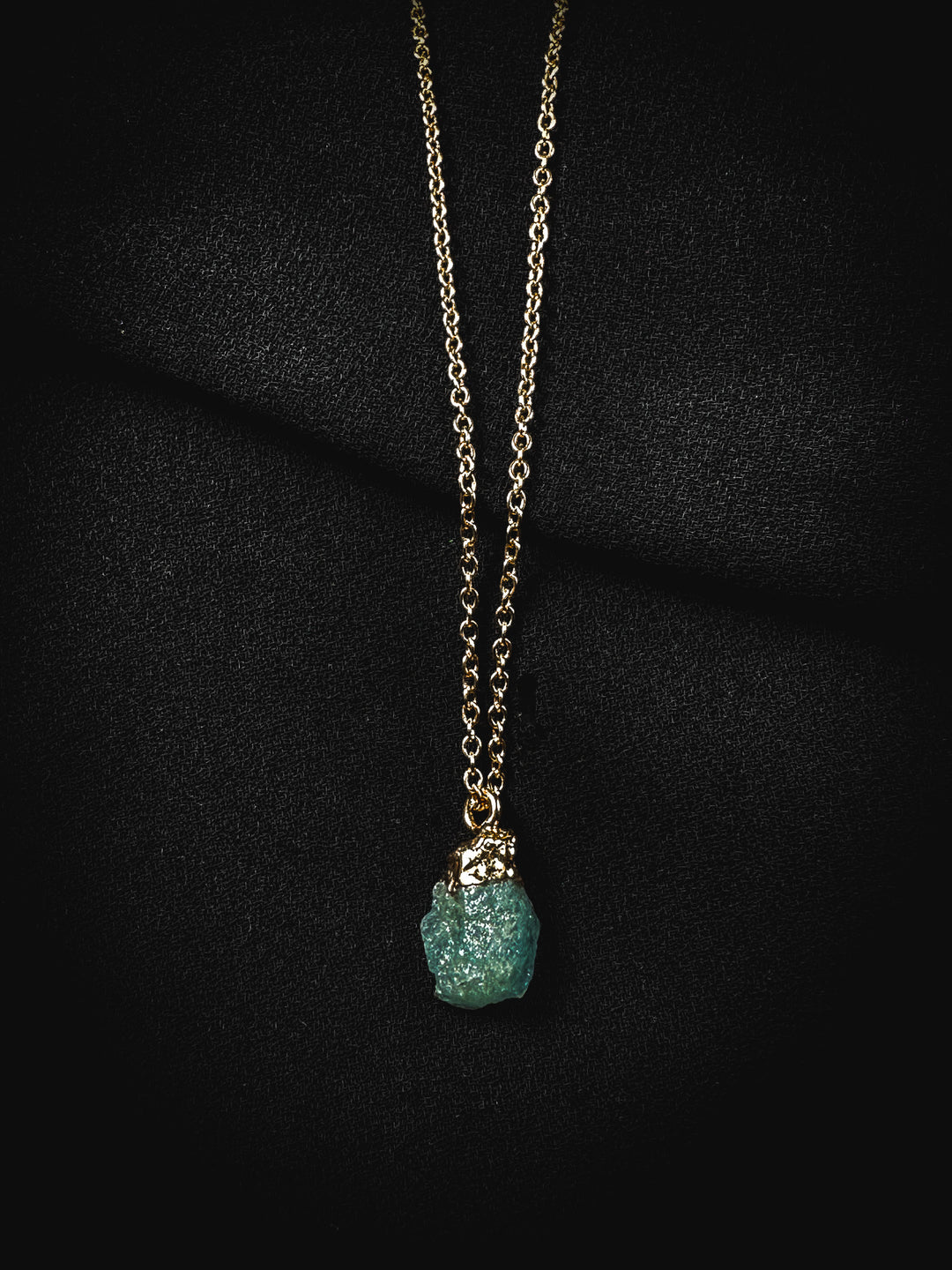 Aquamarine and Gold Rough Gemstone Necklace