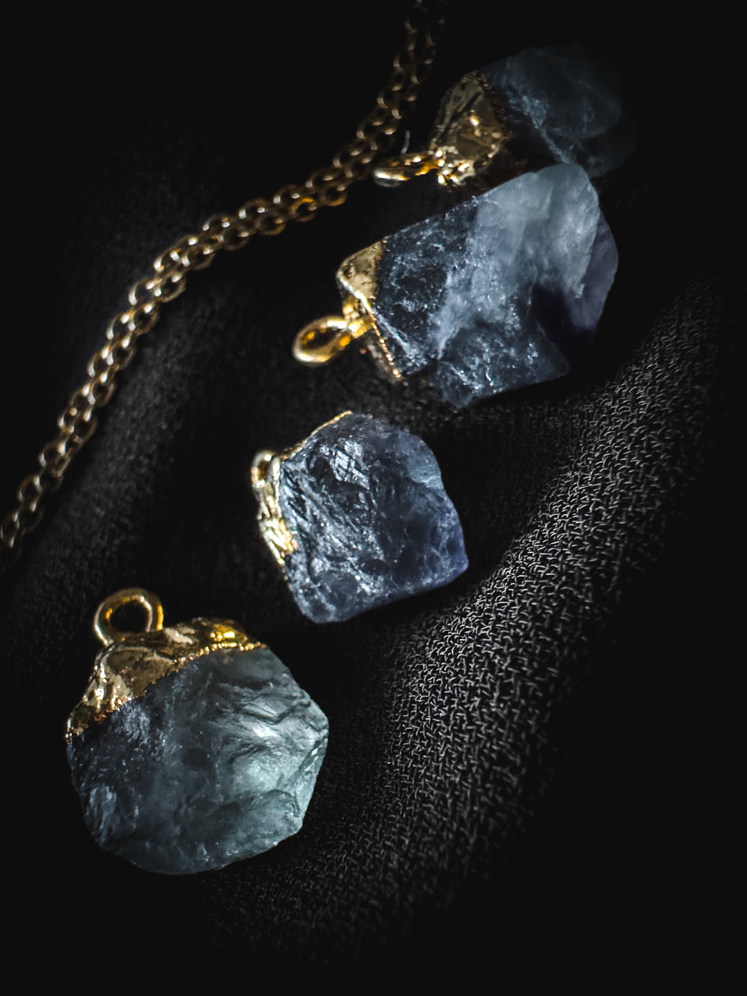 Fluorite and Gold Rough Gemstone Necklace