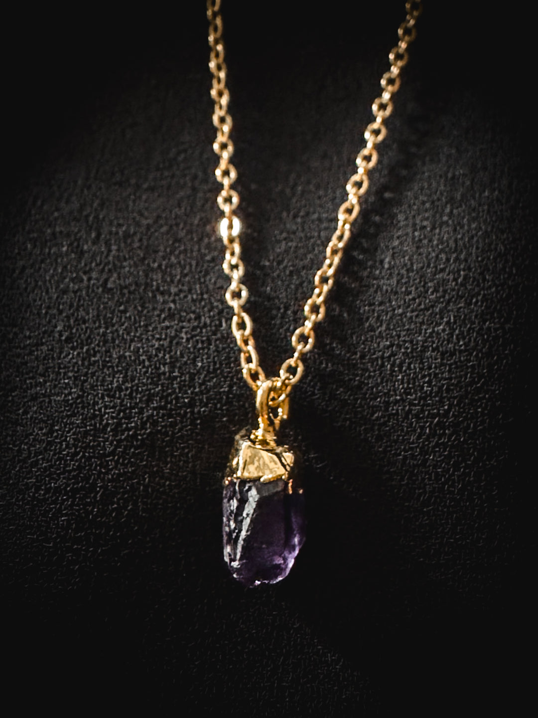 Raw Amethyst and Gold Crystal Necklace