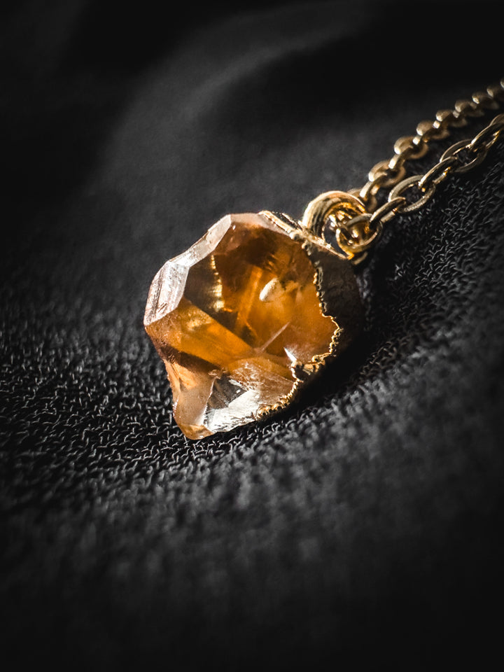 Raw Citrine and Gold Crystal Necklace