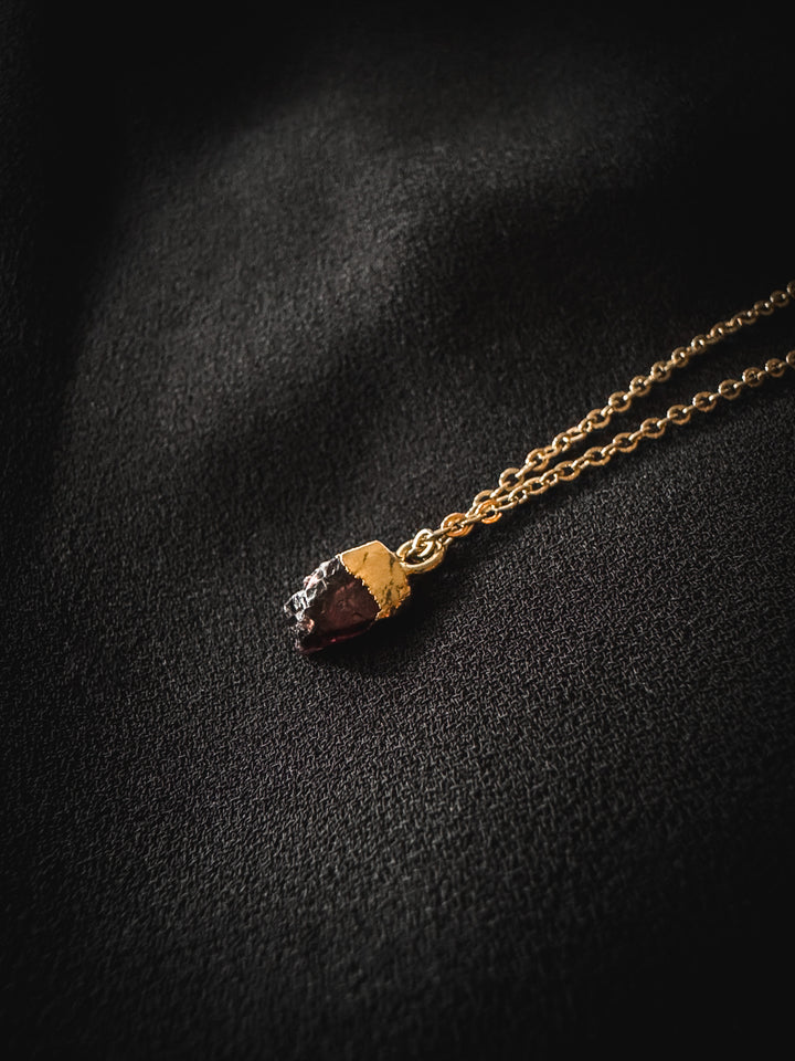 Raw Garnet and Gold Crystal Necklace
