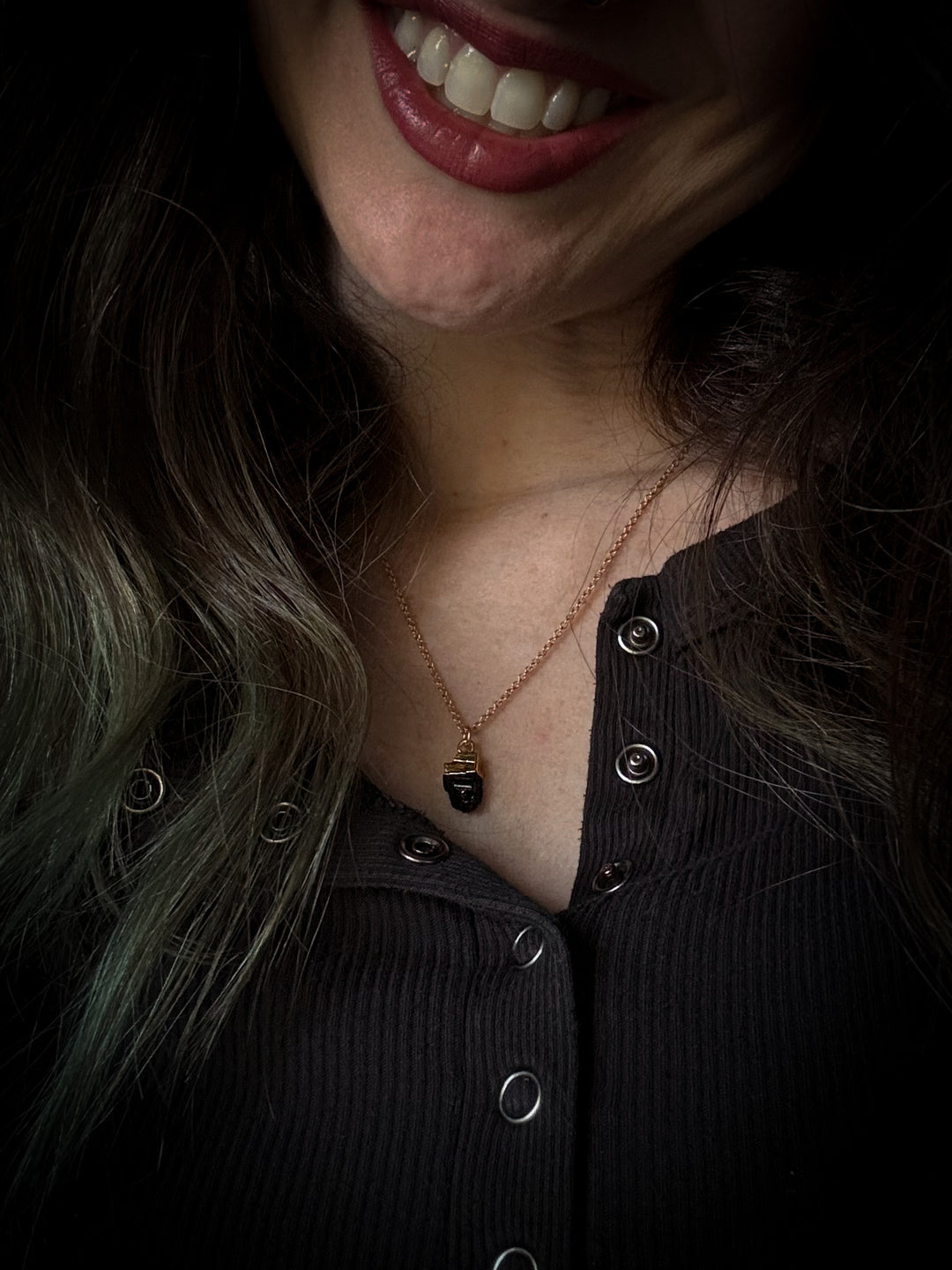Raw Black Tourmaline Gold Necklace
