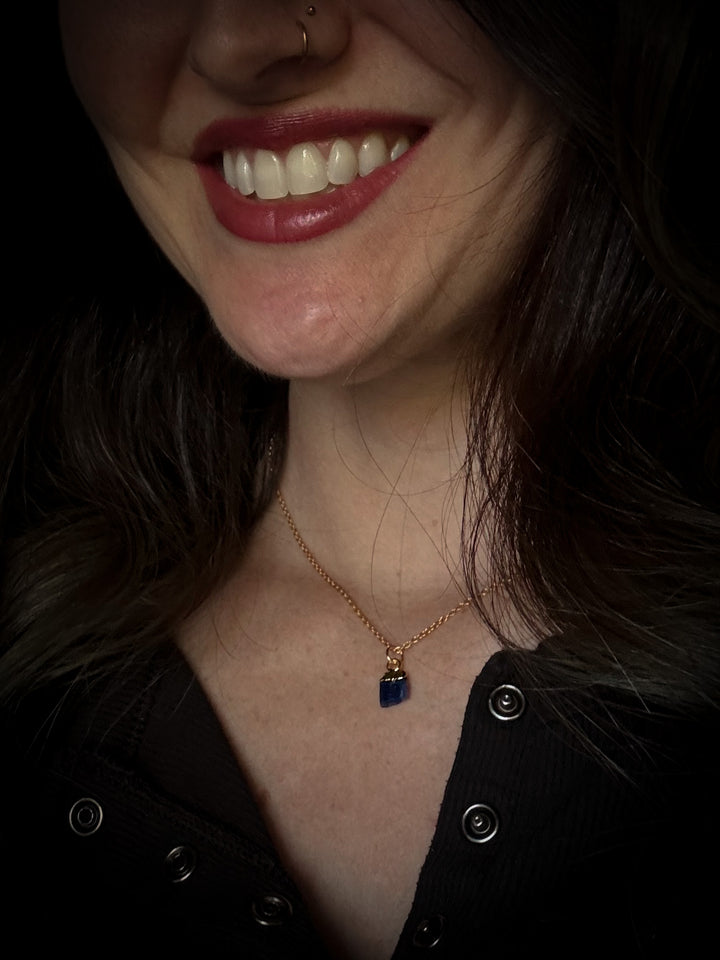 Kyanite and Gold Crystal Necklace